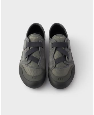 Prada Men's Speedrock Leather And Mesh Fabric Sneakers