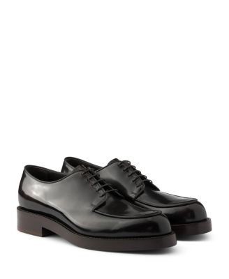 Prada Men's Brushed Leather Derby Shoes