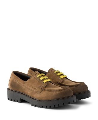 Prada Men's Waxed Suede Lace-Up Shoes
