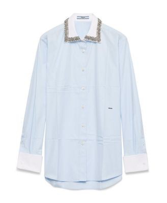 Prada Embroidered Poplin Shirt
