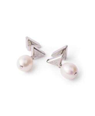 Prada Metal Earrings with Pearls
