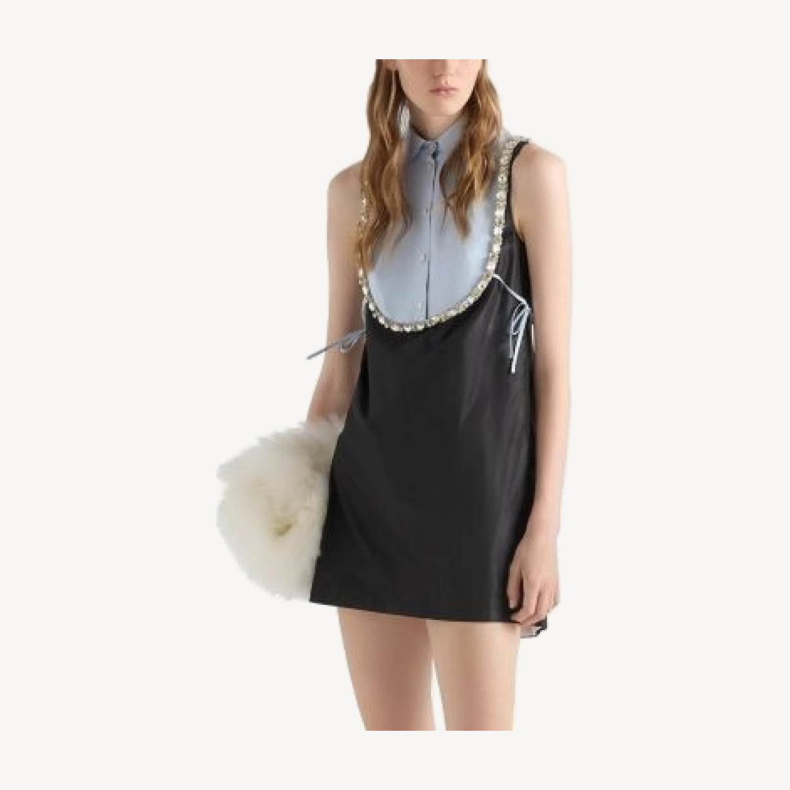 Prada Embroidered Taffeta Mini Dress