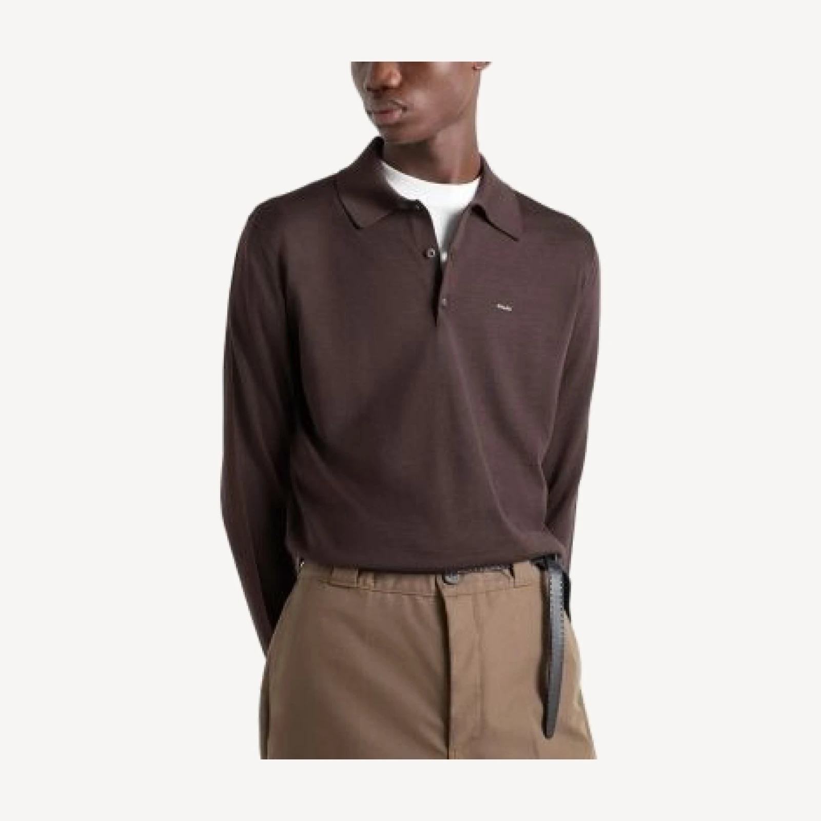 Prada Long-sleeved Superfine Wool Polo Sweater