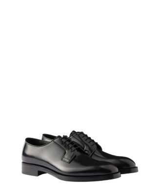 Prada Men's Brushed Leather Lace-Up Shoes