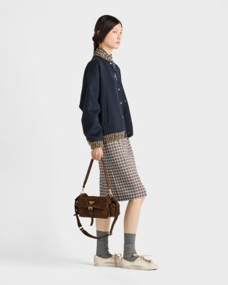 Prada Explore Medium Suede Shoulder Bag With Flap