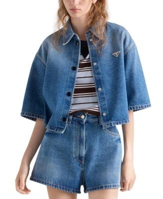 Prada Cropped Denim Shirt Jacket