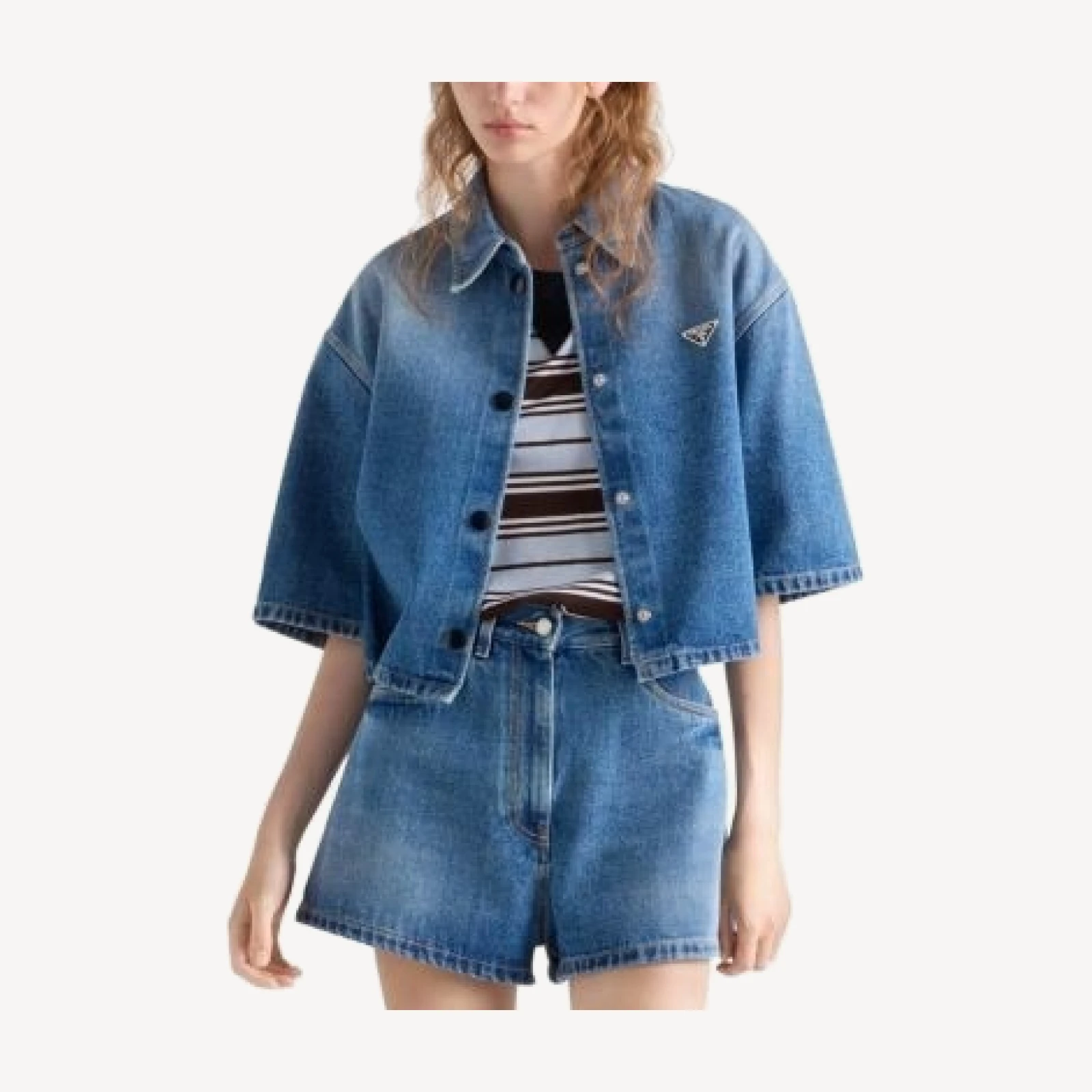 Prada Cropped Denim Shirt Jacket