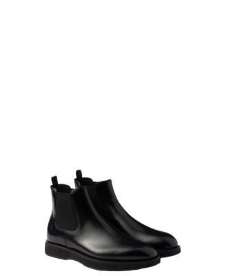 Prada Men's Brushed Leather Chelsea Boots