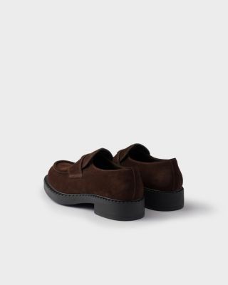 Prada Men's Chocolate Suede Loafers