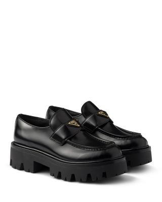 Prada Women's Brushed Leather Loafers