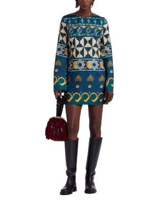 La DoubleJ Mini Supreme Swing Dress in Casareale Placee Emerald