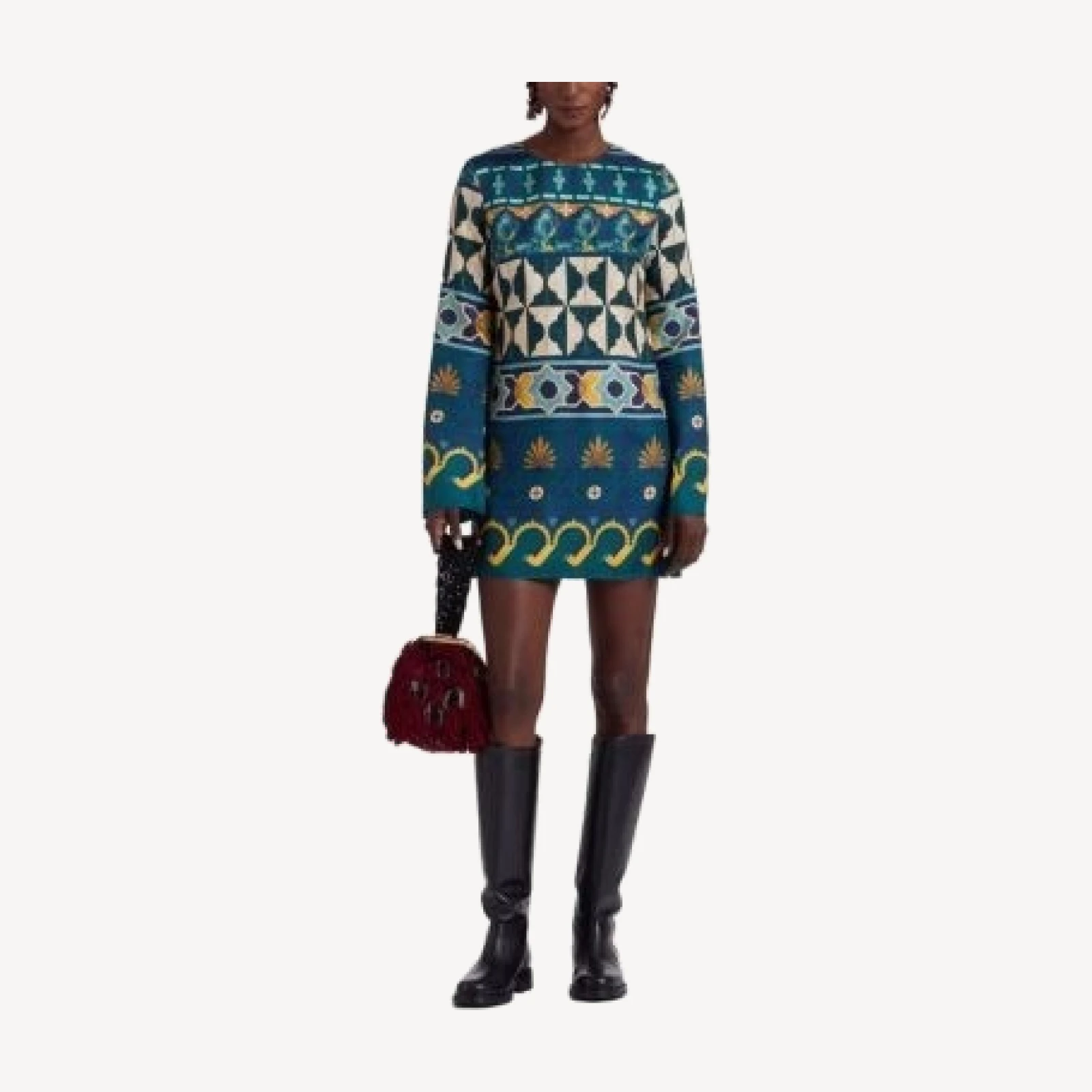 La DoubleJ Mini Supreme Swing Dress in Casareale Placee Emerald