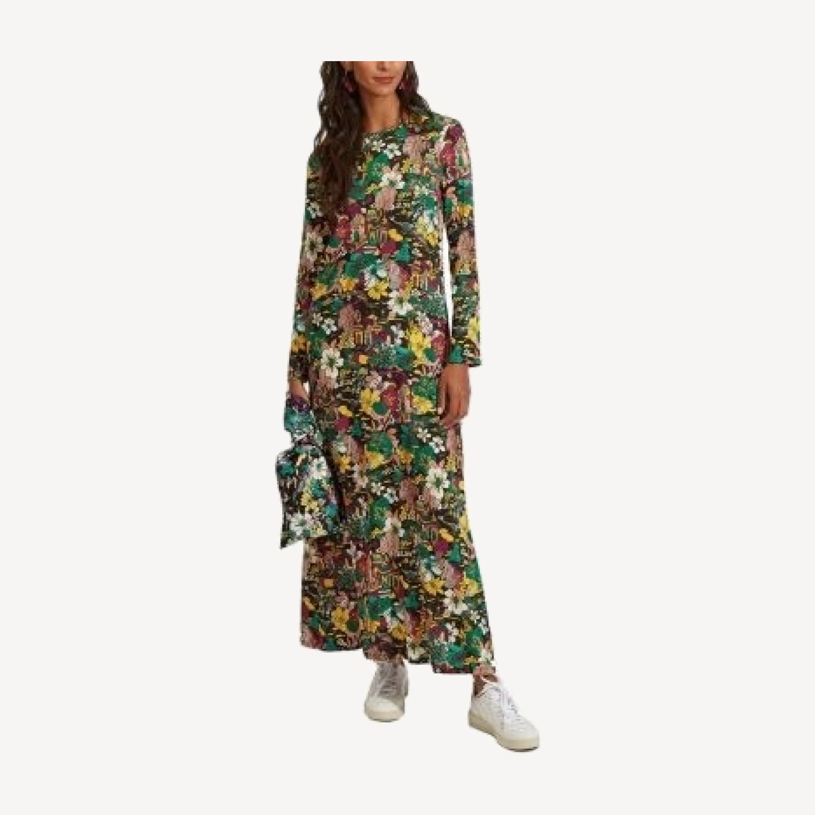La DoubleJ Long Sleeve Swing Dress Temples Multicolor Print