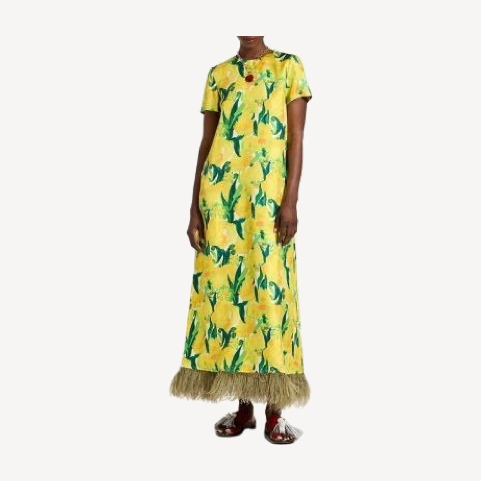 La DoubleJ Swing Dress with Feathers