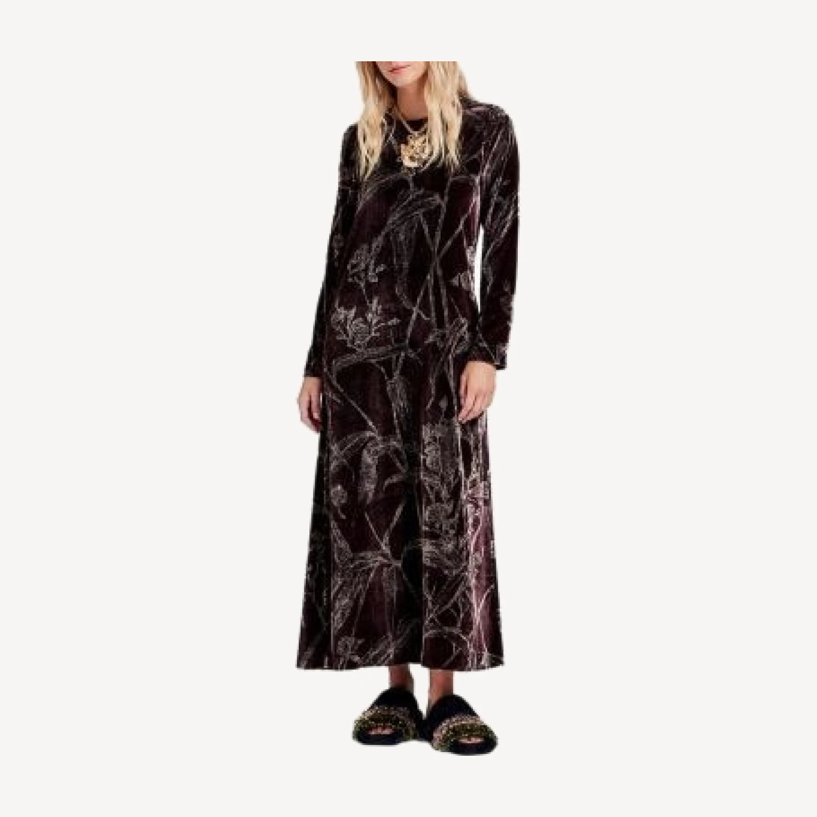 La Doublej Long Sleeve Swing Dress Bamboo Burgundy