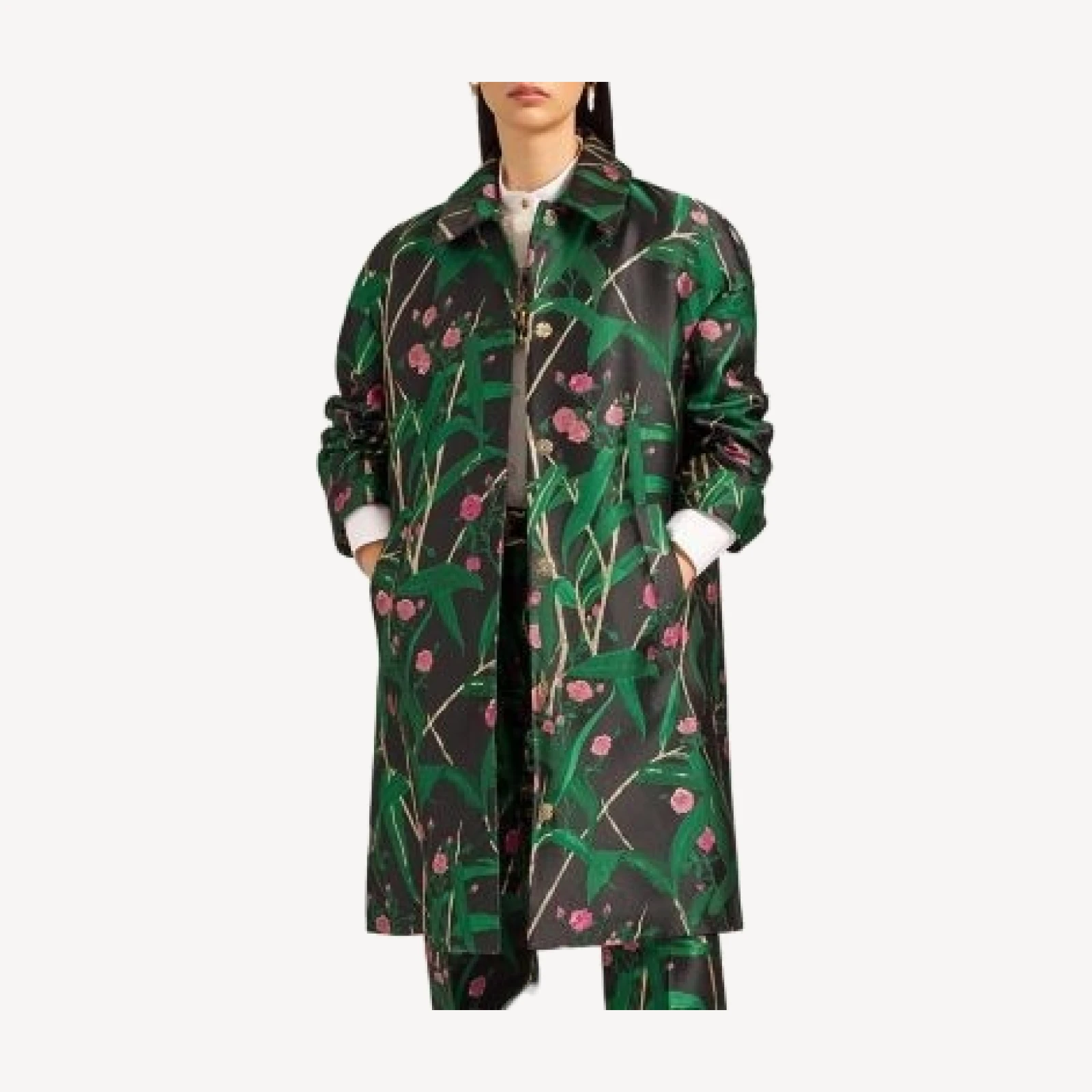 La Doublej Boxy Coat Bamboo Jacquard Black