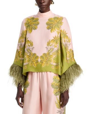 La DoubleJ Silk Feather Trim Make an Exit Top
