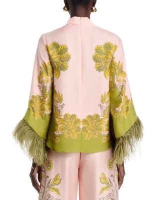 La DoubleJ Silk Feather Trim Make an Exit Top