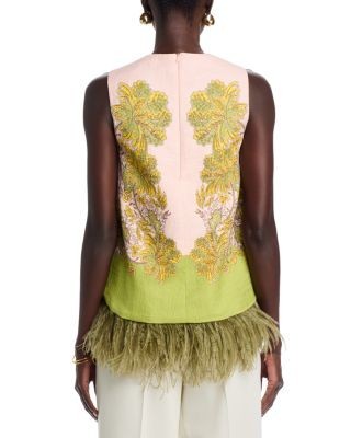 La DoubleJ La Scala Feather Trim Top