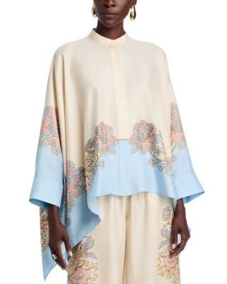 La DoubleJ Silk Foulard Button Front Shirt