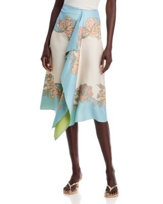 La DoubleJ Silk Drape Front Scarf Skirt
