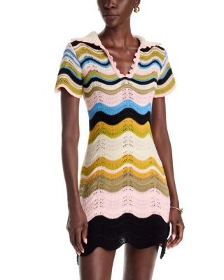 La DoubleJ Chevron Cotton Crochet Mini Dress
