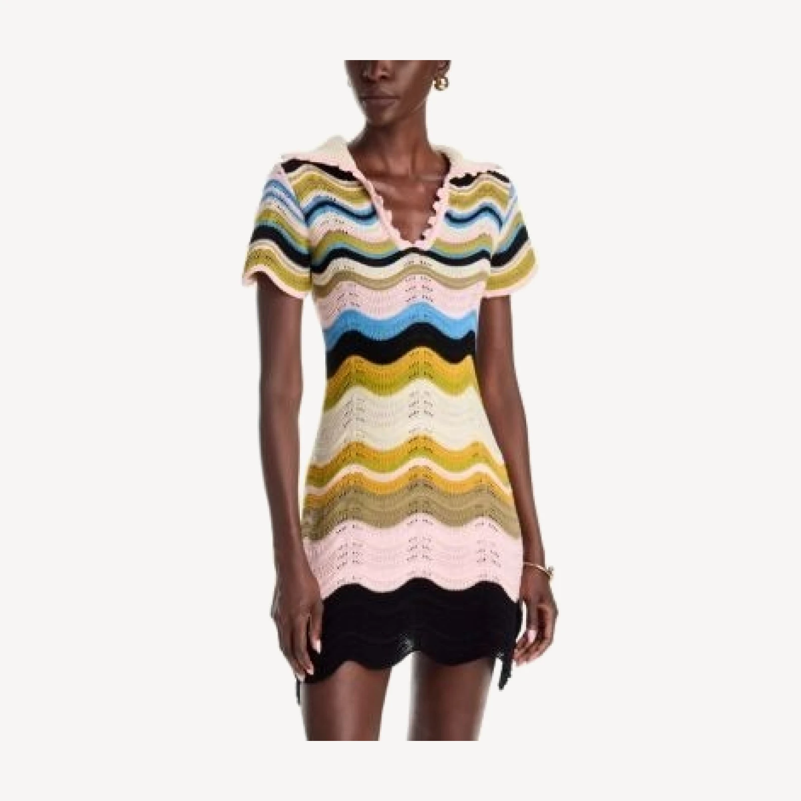 La DoubleJ Chevron Cotton Crochet Mini Dress