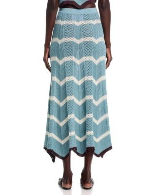 La DoubleJ Chevron Cotton Pointelle Knit Midi Skirt