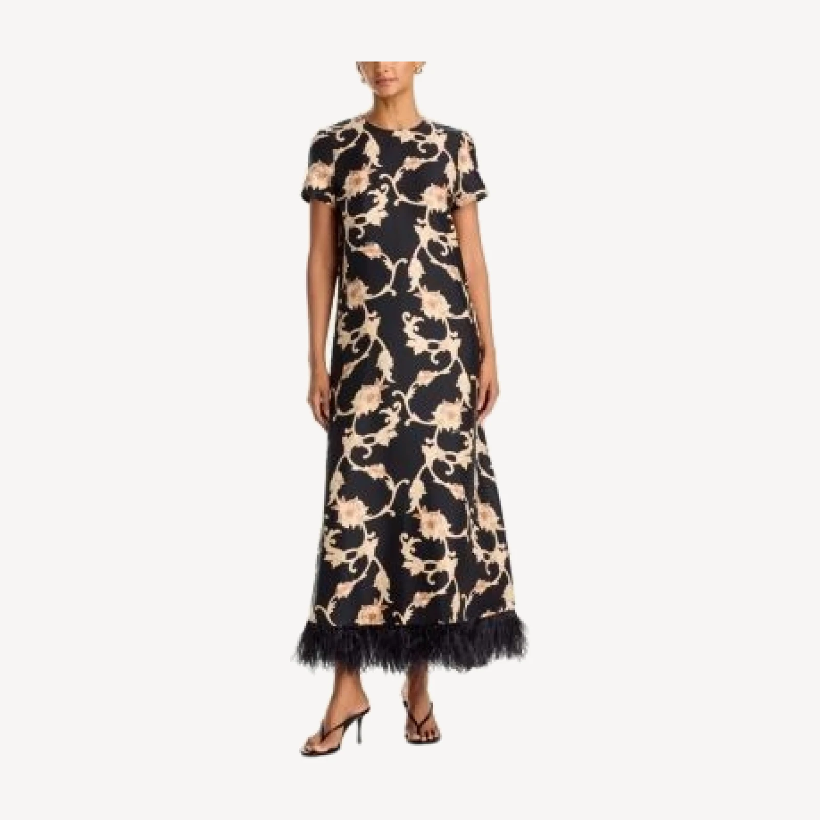 La DoubleJ Silk Feather Hem Swing Dress