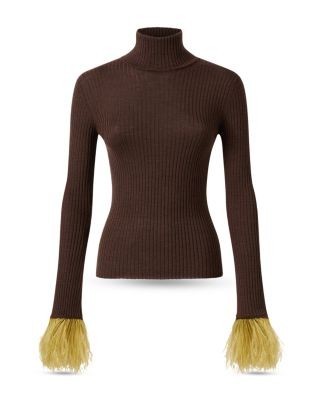 La DoubleJ High Kick Cashmere Blend Feather Trim Top