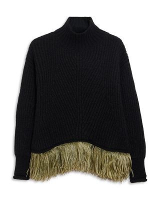 La DoubleJ High Kick Feather Trim Sweater