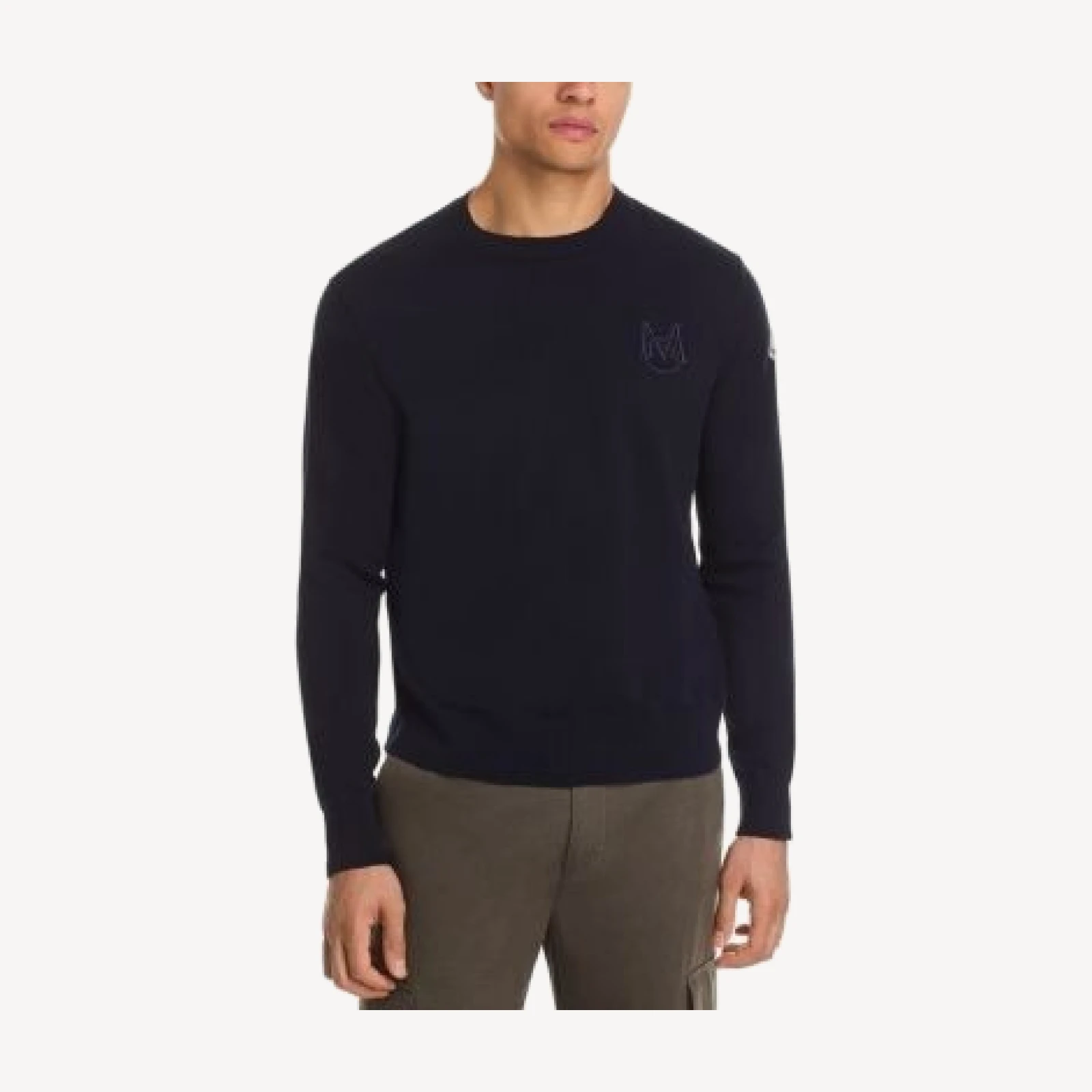 Moncler Embroidered Monogram Cotton Crewneck Sweater