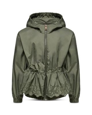 Moncler Girls' Manolya Embroidered Flowers Hooded Rain Jacket - Little Kid, Big Kid