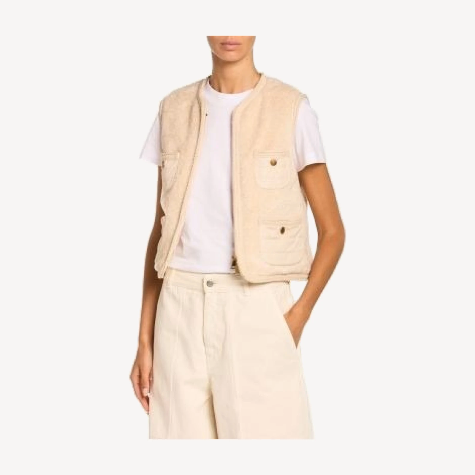 Moncler Mimosas Braided Trim Teddy Down Vest