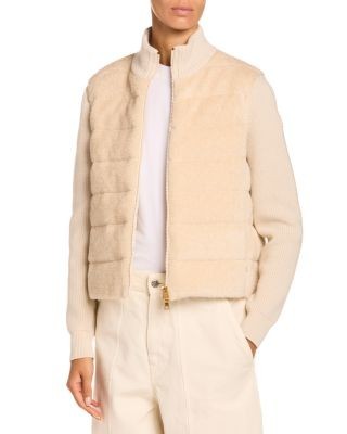 Moncler Padded Teddy & Wool Zip-Up Cardigan
