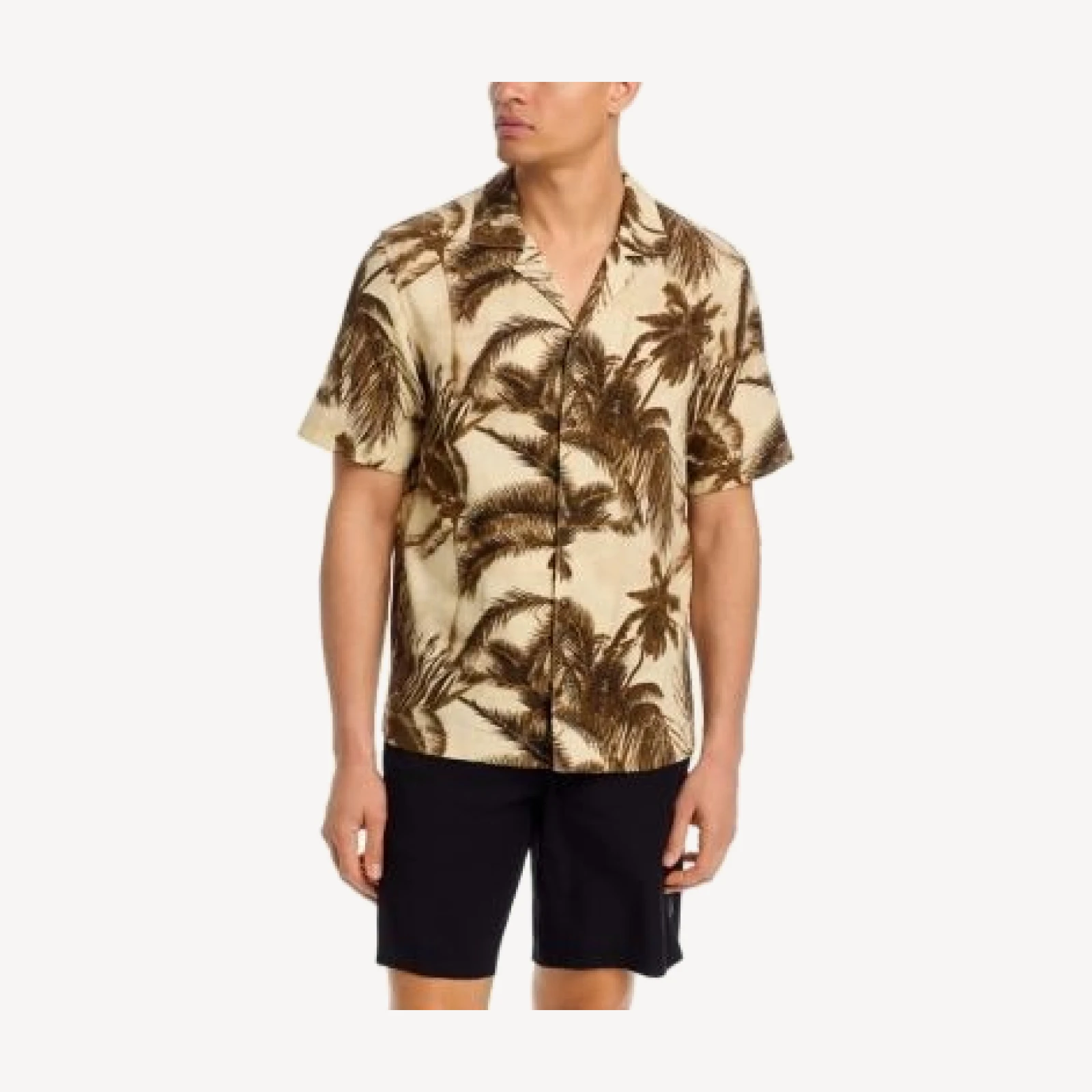Moncler Cotton & Linen Blend Short Sleeve Shirt