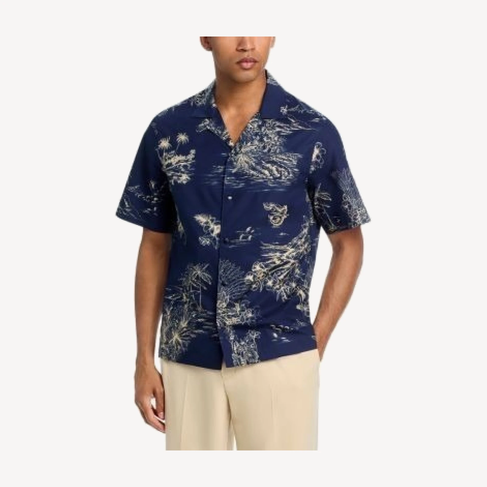 Moncler Floral Print Short Sleeve Cotton Shirt