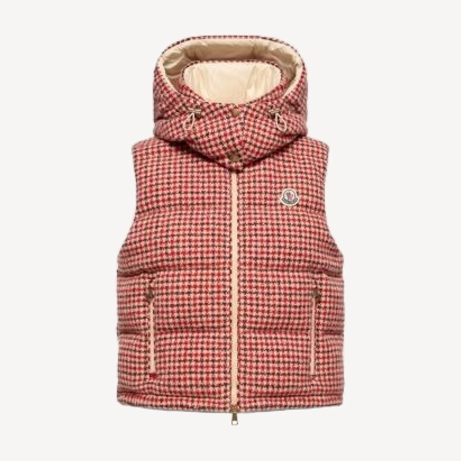 Moncler Niverolle Wool Blend Houndstooth Down Vest
