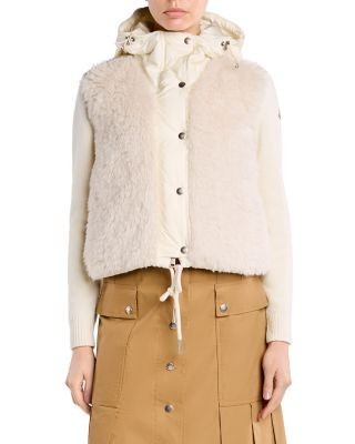Moncler Wool and Cashmere Blend Padded Zip Front Cardigan