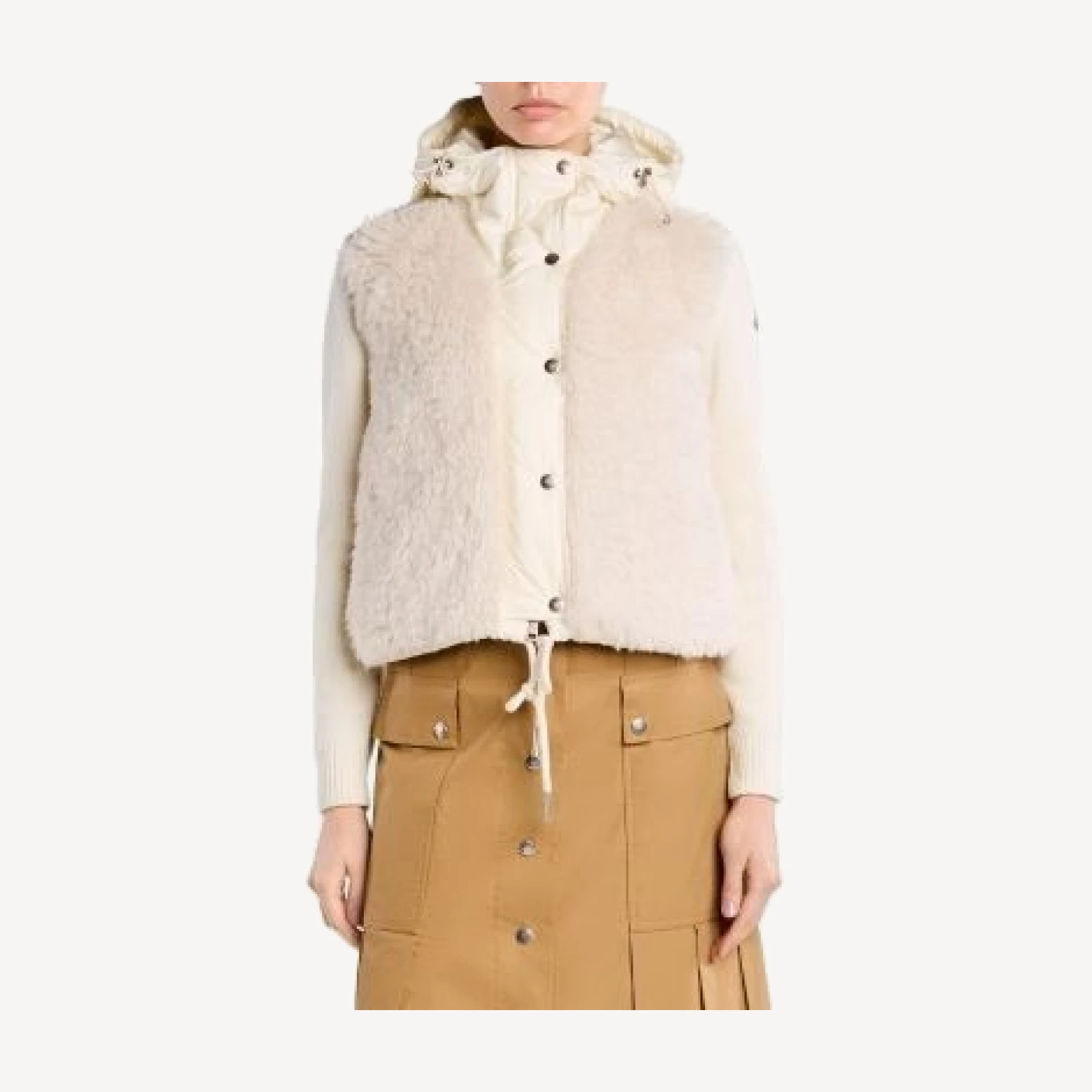 Moncler Wool and Cashmere Blend Padded Zip Front Cardigan