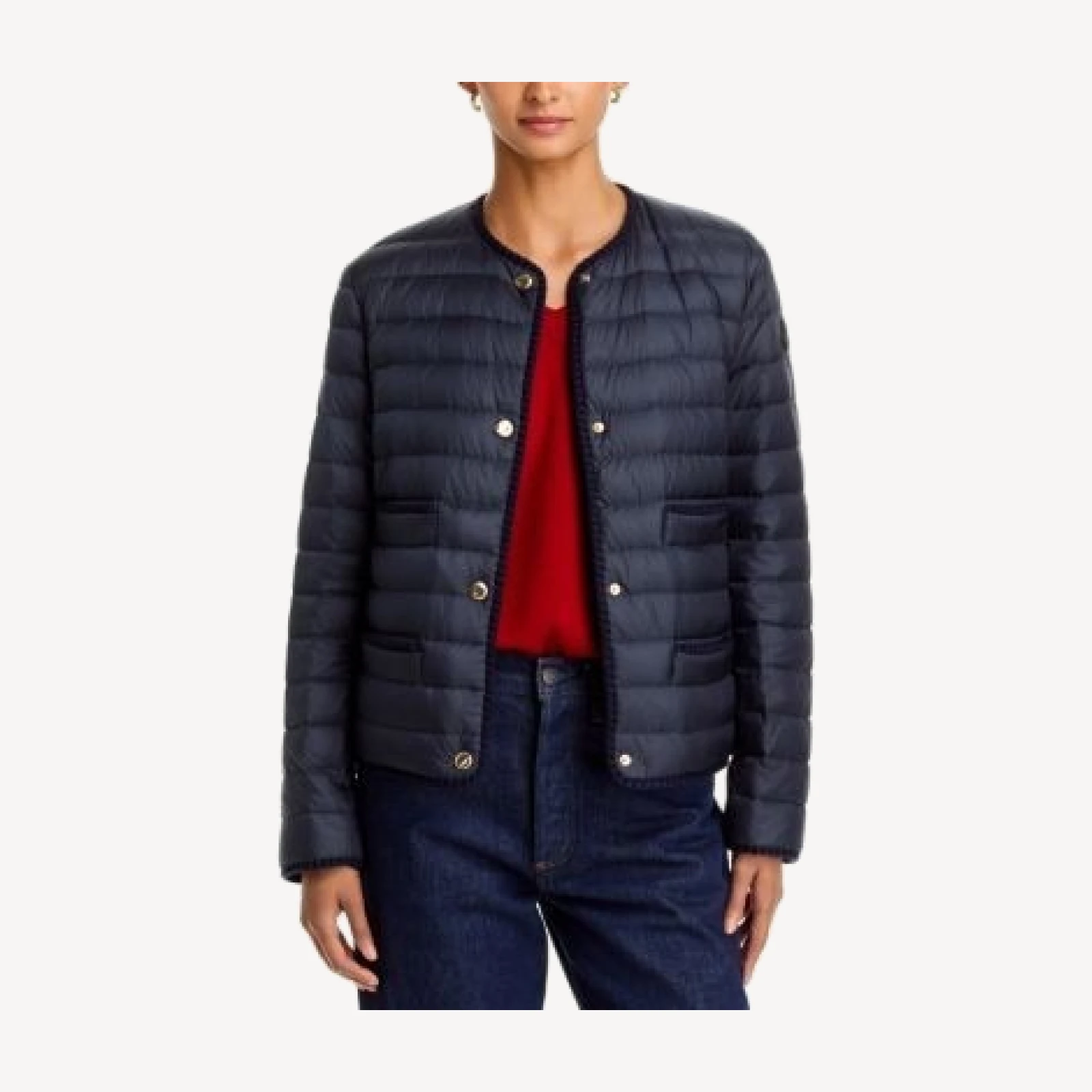 Moncler Circaete Braided Trim Short Down Jacket
