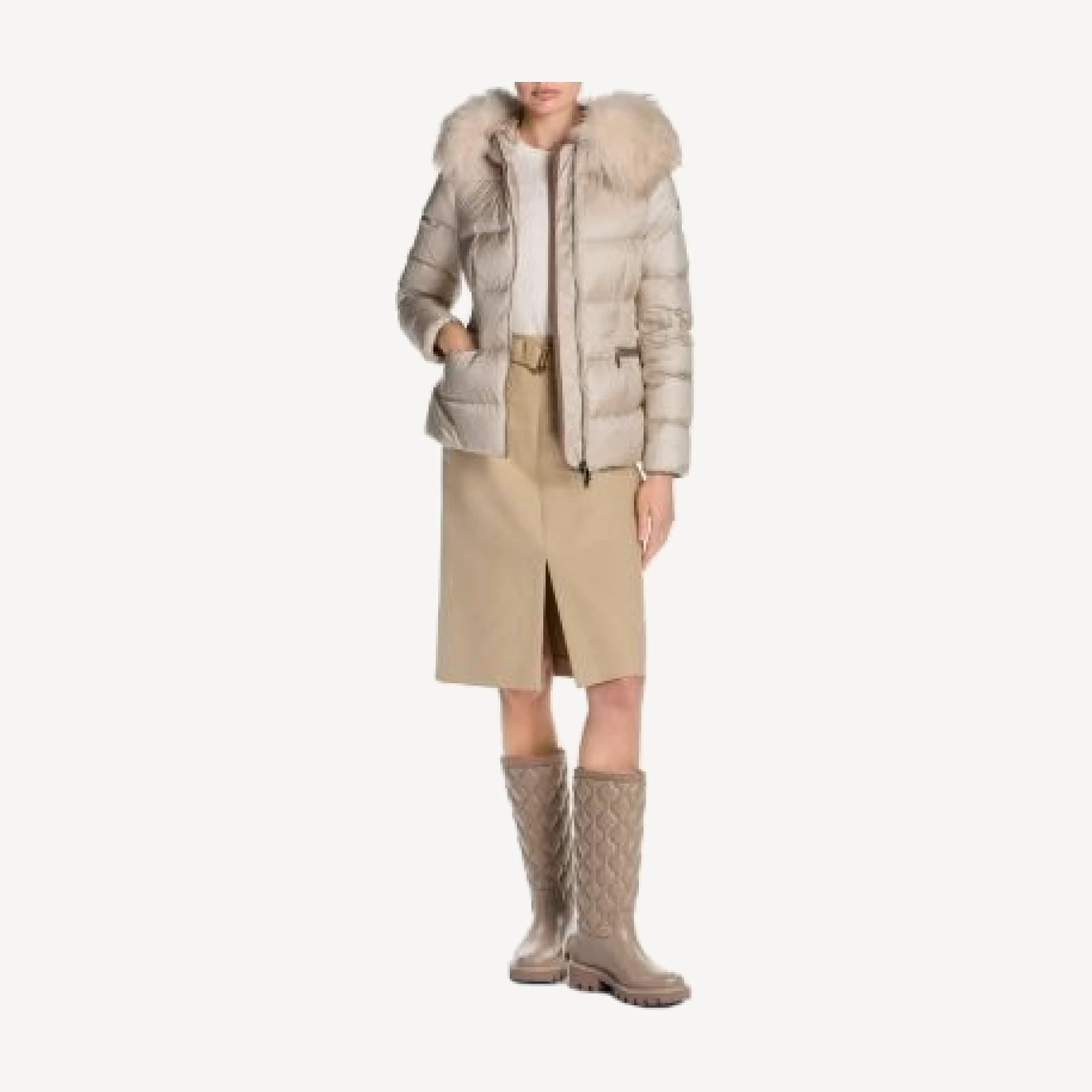 Moncler Boed Hooded Shearling-Trimmed Short Down Jacket