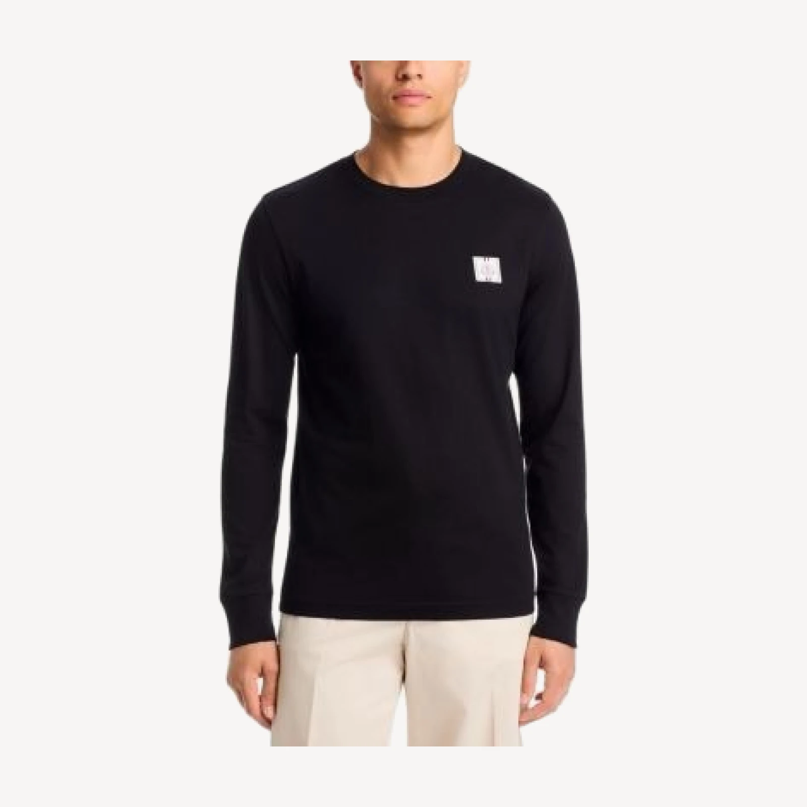 Moncler Tricolor Logo Long Sleeve Cotton Tee