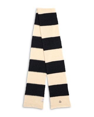 Moncler Stripe Logo Wool Blend Scarf