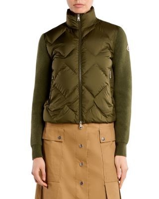 Moncler Wool and Cashmere Padded Zip Front Cardigan