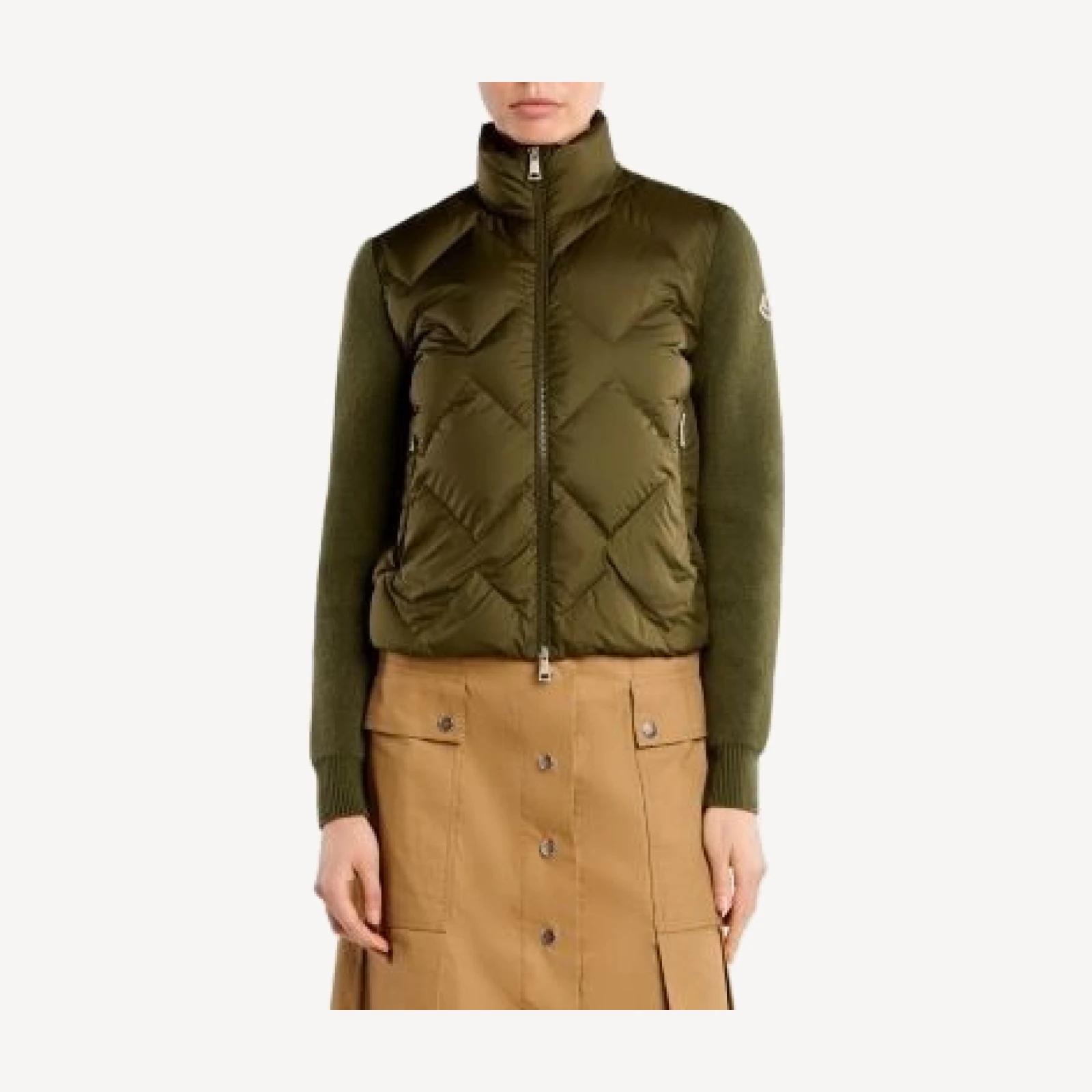 Moncler Wool and Cashmere Padded Zip Front Cardigan