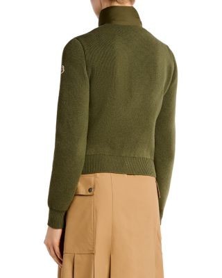 Moncler Wool and Cashmere Padded Zip Front Cardigan
