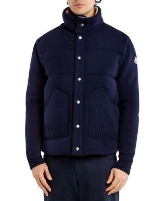 Moncler Wool & Cashmere Logo Patch Down Cardigan Sweater