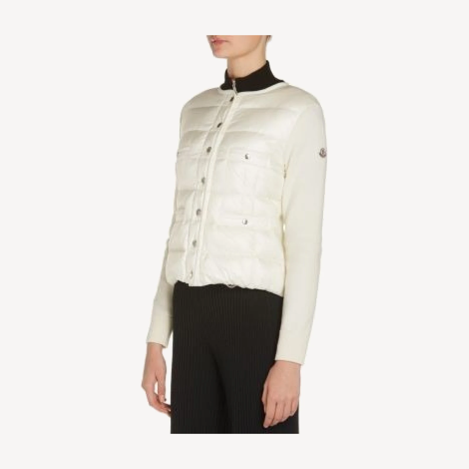 Moncler Snap Front Wool Puffer Cardigan