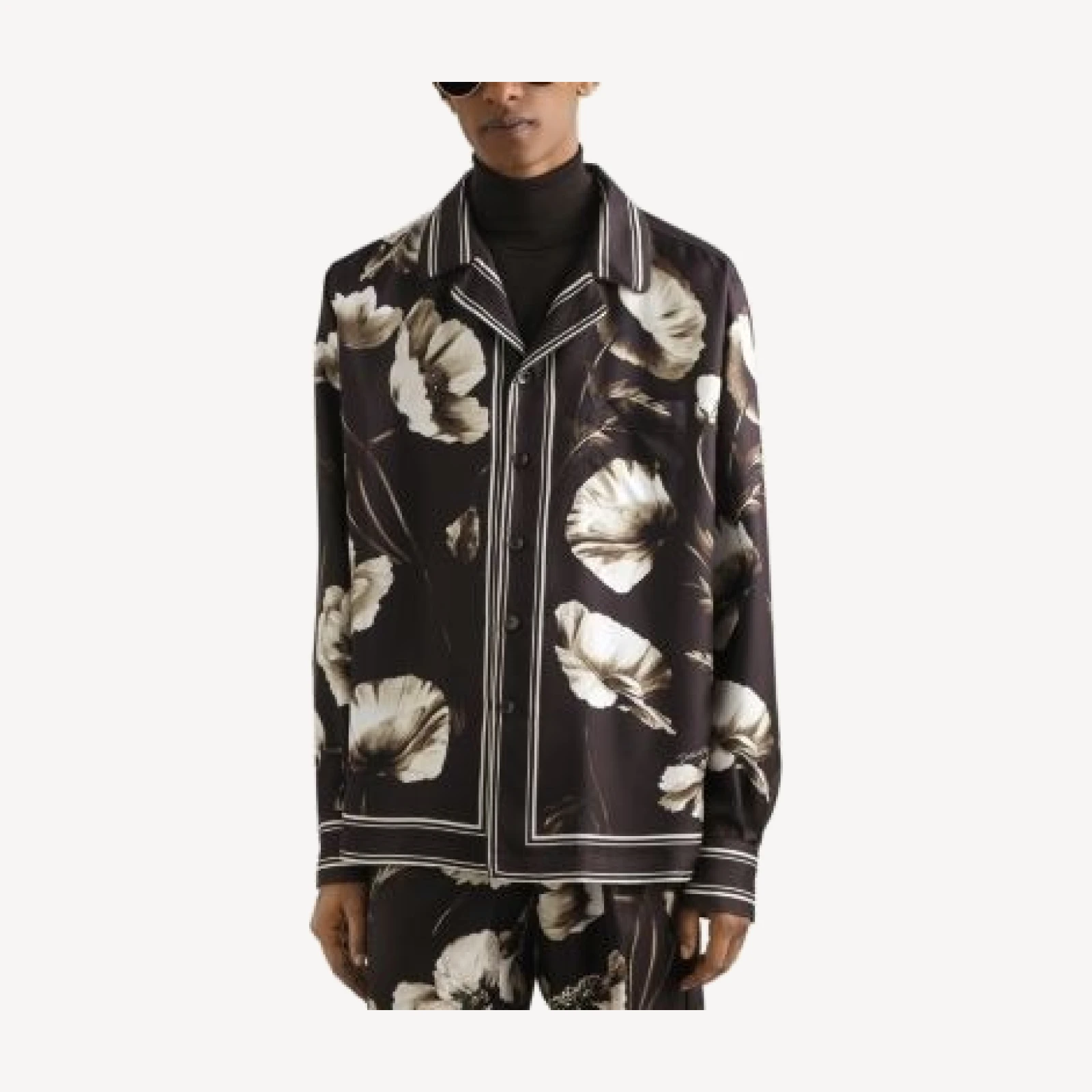 Dolce & Gabbana Long Sleeve Bordered Silk Shirt